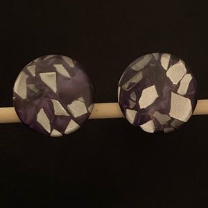 Vintage Clip On Earrings Purple Pearl